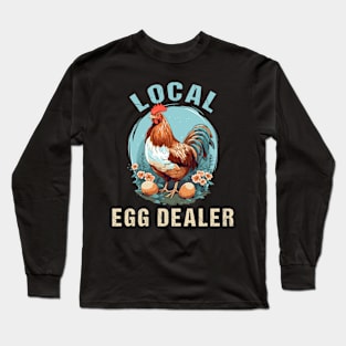 Floral Local Egg Dealer Retro Support Local Egg Farm Animal Long Sleeve T-Shirt